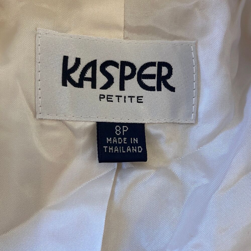 Kasper Cream 3 Button Silver Accent Blazer Jacket Seamed 8P Office Career Dressy - Picture 6 of 9